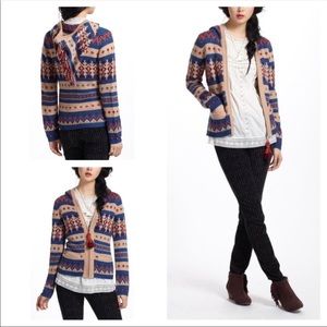 Anthropologie Sparrow Fair Isle knit fringe hoodie